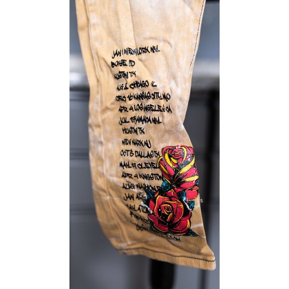 8IGHTH DSTRKT Graphic Tan Moto Jeans 40X34 - Picture 4 of 8